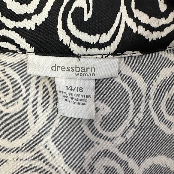 Dressbarn Jacket WMNS 14/16 Black White Geometric Dress Coat Collared Shacket - Picture 5 of 6